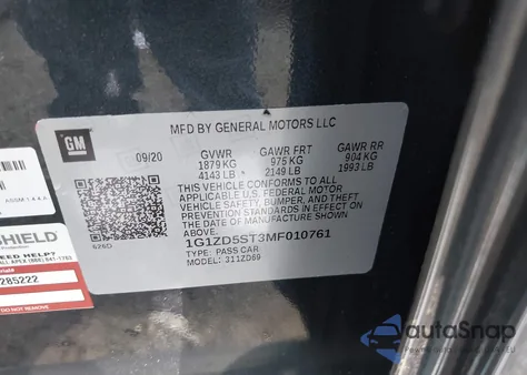 2021 Chevrolet Malibu Fwd Lt из США, поврежденный, VIN 1G1ZD5ST3MF010761